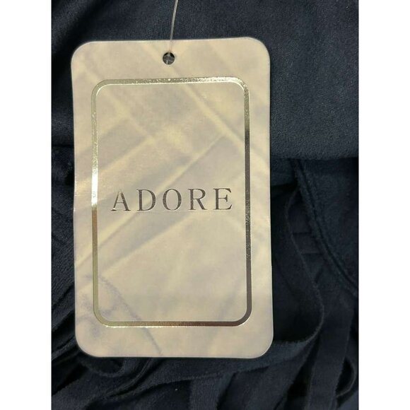 Adore Women's Size Medium Navy Blue Suede Maxi Two-tiered Fringe Skirt - Picture 9 of 14